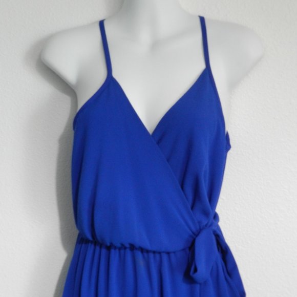 Scobe cobalt blue surplice wrap bodice long maxi dress - Picture 2 of 7